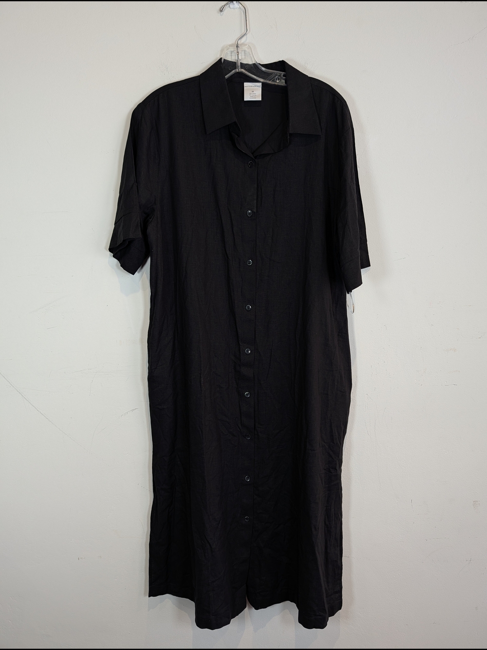 NOTTIBIANCHE Black Short-Sleeve Button-Down Dress, Size M